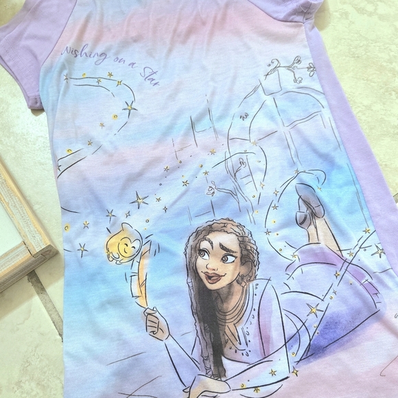 Girls Disney Wish Graphic Short Sleeve Night gown - Picture 7 of 12